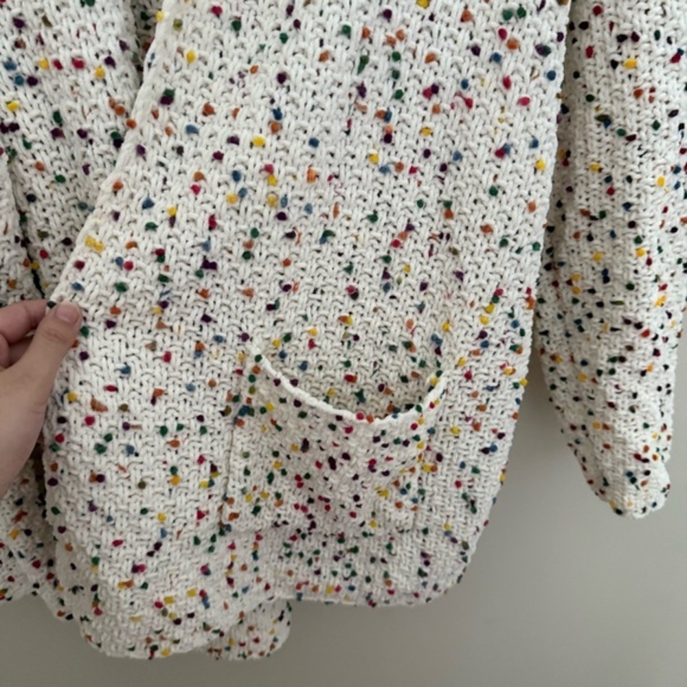 Francesca’s Mi Ami Colorful White Chenille Katie Confetti Long Cardigan - Picture 7 of 11